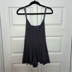 ZARA Women’s Gray Romper Adjustable Straps Button Front Size Large